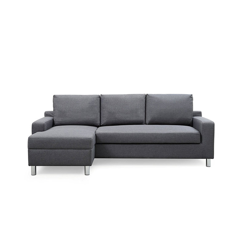 Canapé-lit et méridienne l 83,9 po Falgoust, Mélange de lin beige, Orienté à gauche (vu de face)