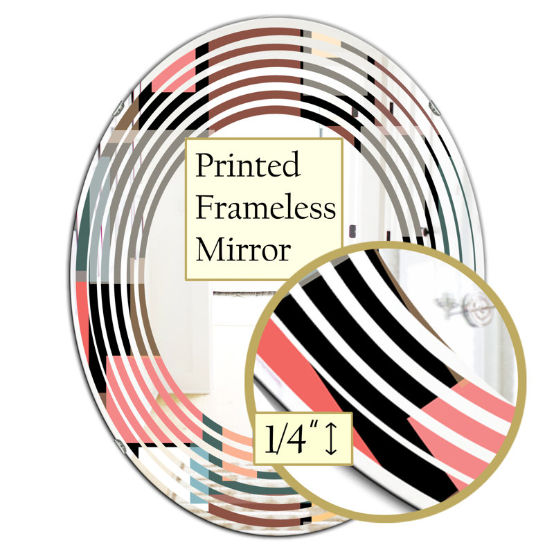 Miroir mural sans cadre wave square design ii modern, H 31,5 po x l 23,7 po