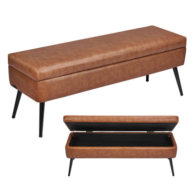 Banc avec repose-pieds et rangement en similicuir