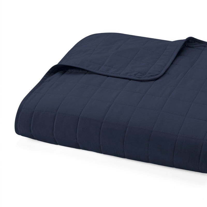 Simply Soft™ Double Brushed Microfiber Square Pattern Quilted Coverlet Set, Navy, Twin/Twin XL Coverlet + 1 Standard Sham
