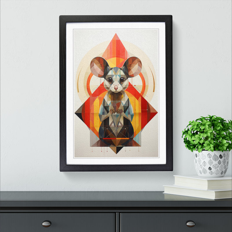 Mouse Geometric No.2 - Framed Print, 34cm H x 25cm W x 2cm D, Black