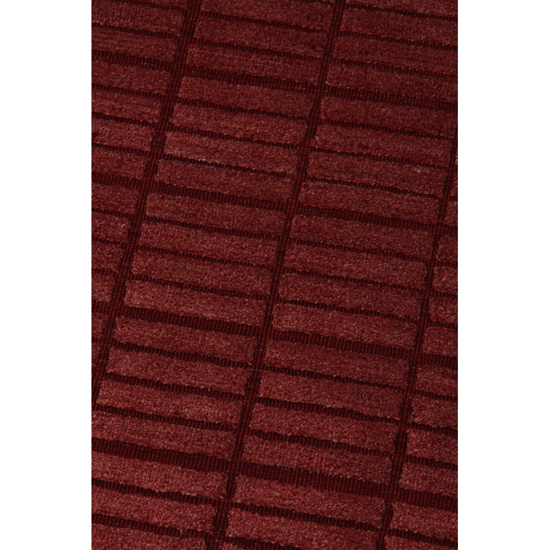 Blocks handloomed Viscose Red Area Rug