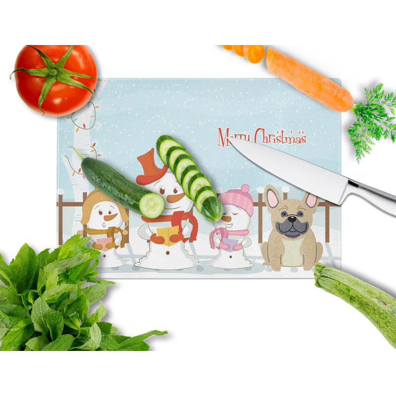Carollynn Glass French Bulldog Cutting Board, Cream