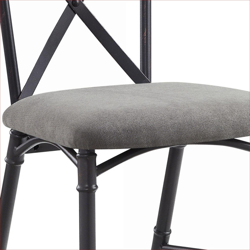 Ensemble de 2 chaises d'appoint en métal gris ardoise et en métal noir pour salle à manger et salon