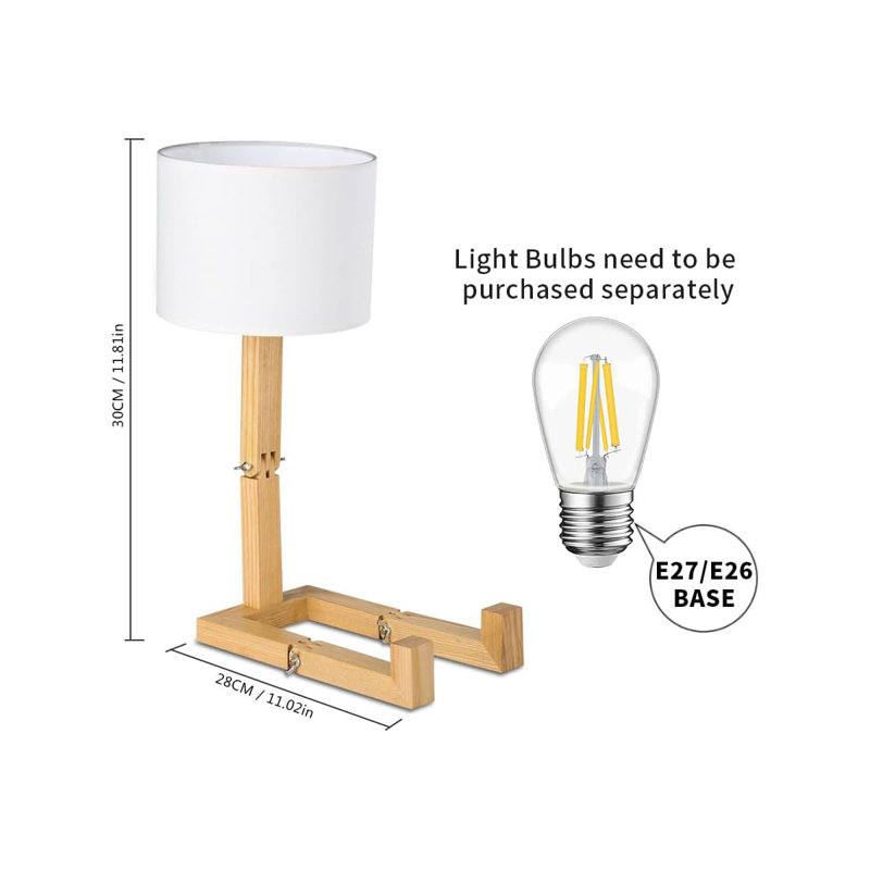 Lampe de table robot ajustable en bois pour chambre d'enfant