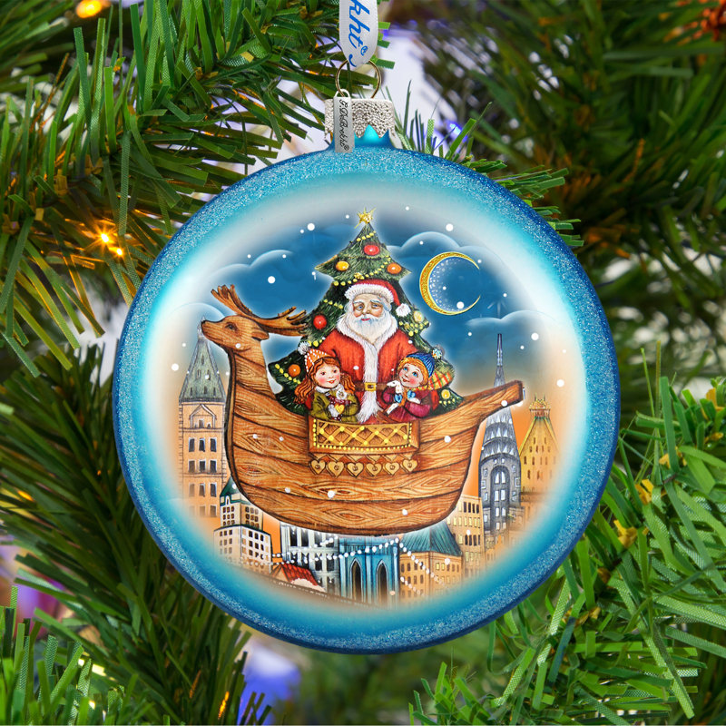 Holiday 3.5'' Glass Ball Ornament, Blue