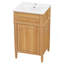 Meuble-lavabo en bois 20 po avec lavabo, pieds en bois massif, tablette réglable, tiroir inclinable et design moderne pour les petits espaces