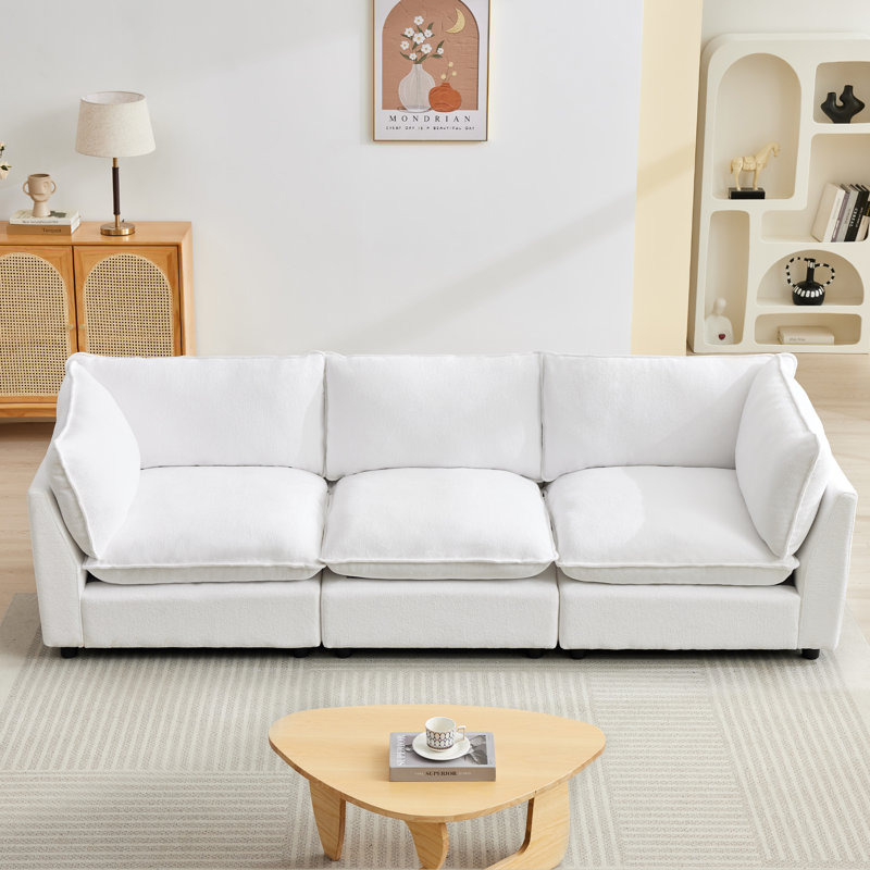 Eagan 106" 3 - Piece Modular Sofa, Chenille blanche