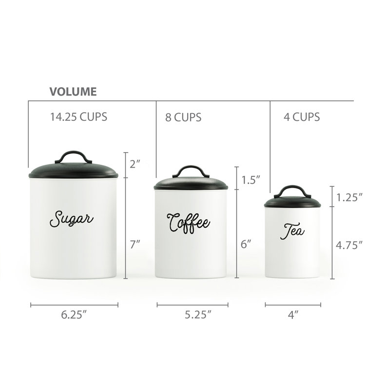 Gracie Oaks Quip 3 Piece Kitchen Canister Set