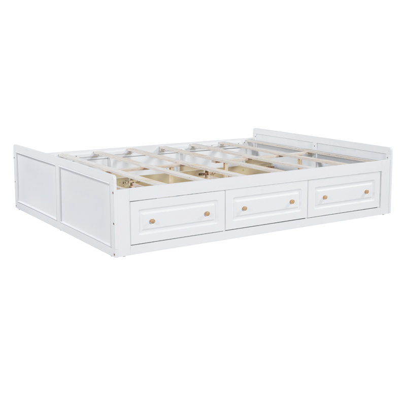 Base de lit plateforme en bois, Blanc