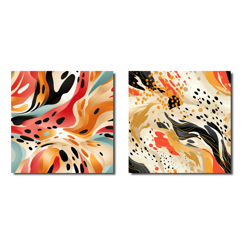 Cortne - ensemble de 2 reproductions d'art abstrait, Toile tendue, H 16 po x l 33 po x P 1 po