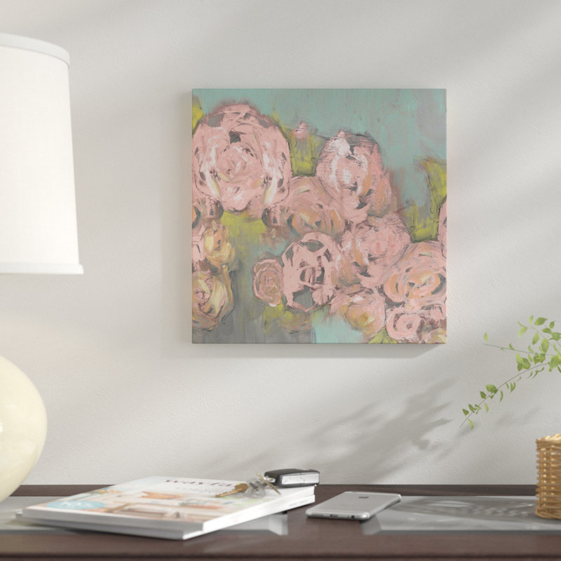 « rosé rose fleurs ii », reproduction sur toile, H 12 po x l 12 po x P 0,75 po