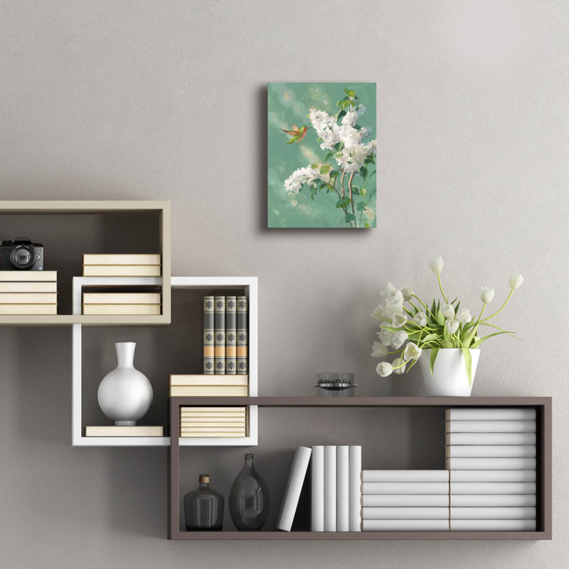 «Hummingbird Spring 1» par Danhui Nai, art mural en verre acrylique, H 16 po x l 12 po x P 0,13 po