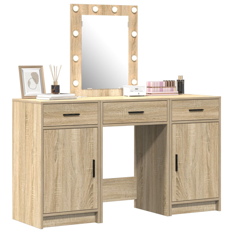 Dressing Table with Mirror, Sonoma Oak