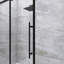 Porte de douche coulissante simple sans cadre noire, 48 x 72 po, verre trempé 1/4 po avec système de rail à roulement en zinc-128545814