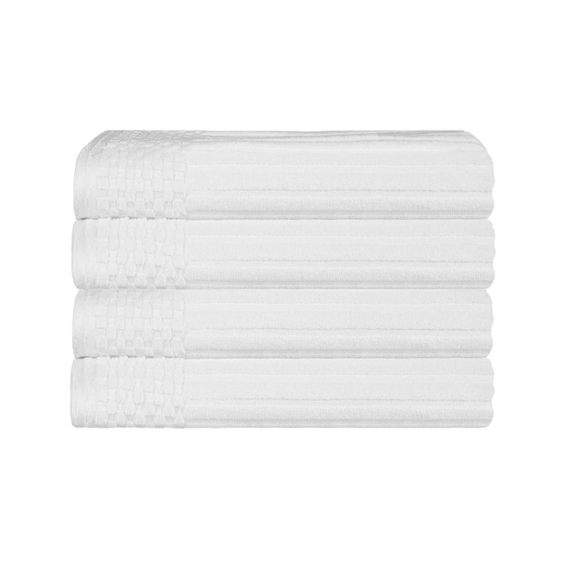 Ribbed Cotton Absorbent Heavyweight Bath Towel, White