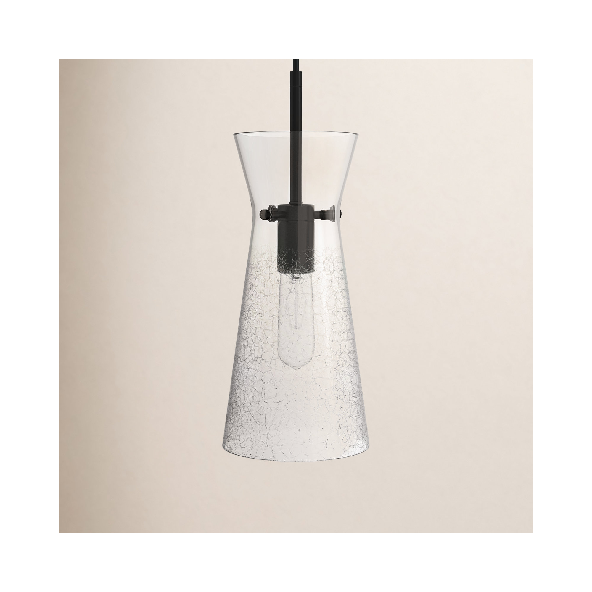 Single Light Glass Dimmable Pendant, Matte Black