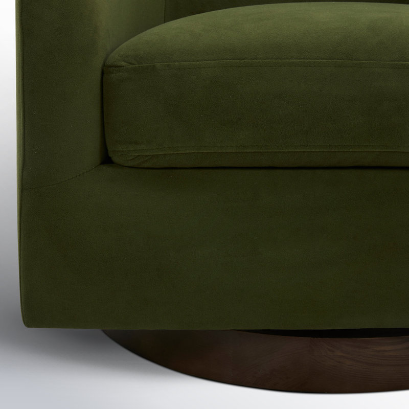 Fauteuil demi-tonneau pivotant Bennett (ensemble de 2), Velours performance vert forêt Bella
