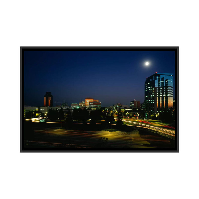 Bâtiments illuminés la nuit, Sacramento, Californie, États-Unis - Toile tendue murale, H 18 po x l 26 po x P 1,5 po