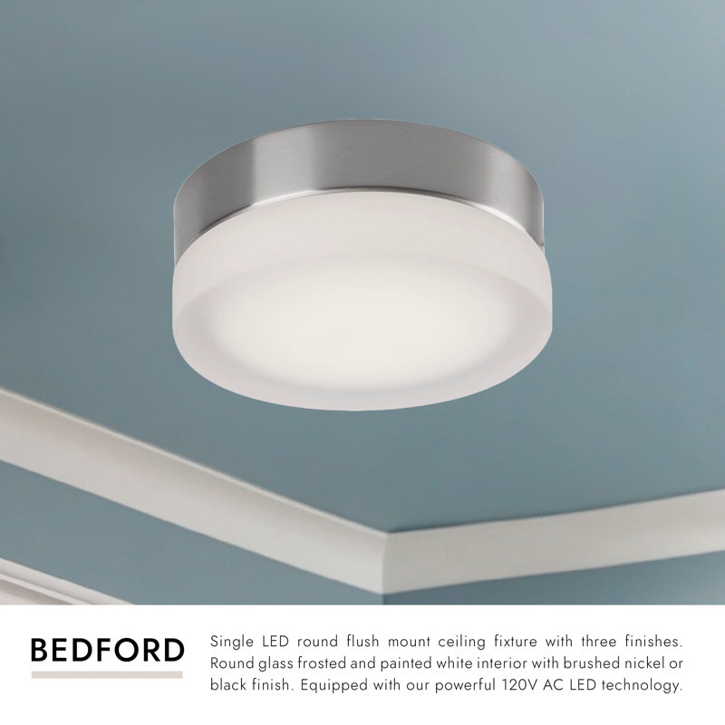 Bedford 1 - Light LED Flush Mount, Brushed Nickel/Frosted