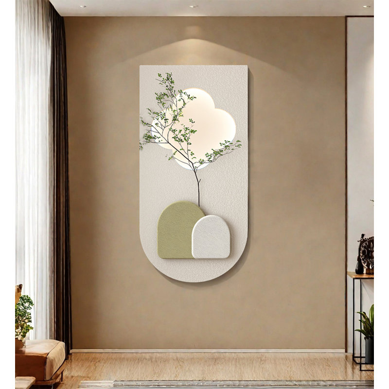 Grès crème avec murs lumineux décoratifs, H 39,37 po x l 19,69 po x P 0,31 po