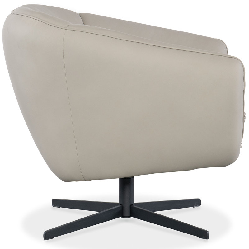 CC Swivel Armchair, Beige Genuine Leather