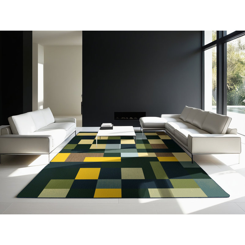Tiled Greenery Rug, Round 4'