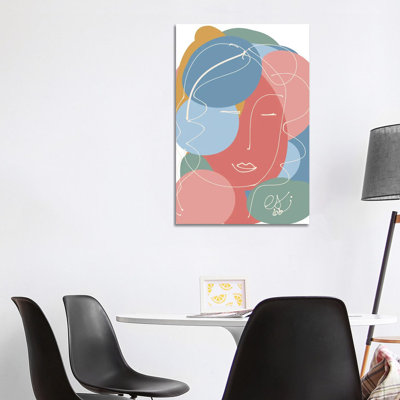 Pastel Abstract Portrait Of A Woman by Emmanuel Signorino - Wrapped Canvas Print