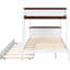Lit superposé avec lit gigogne simple, blanc et noyer, ports de bureau, tiroirs cachés pour lit gigogne dans le lit, 2 et trois trous,