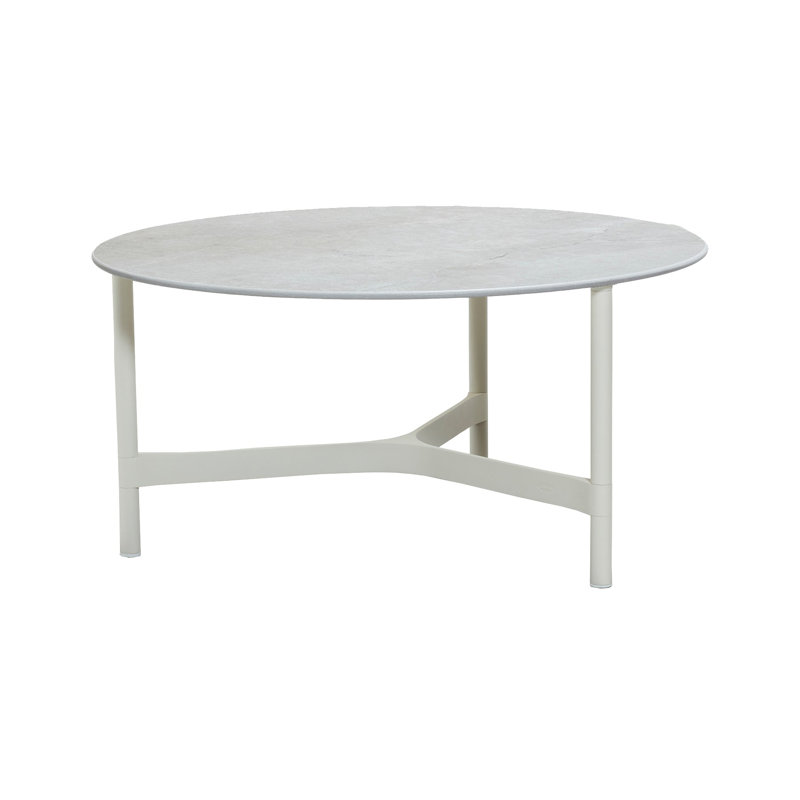 Twist Outdoor Round Teak Coffee Table, Teak/Gray, 17.79" H x 35.5" W x 35.5" D