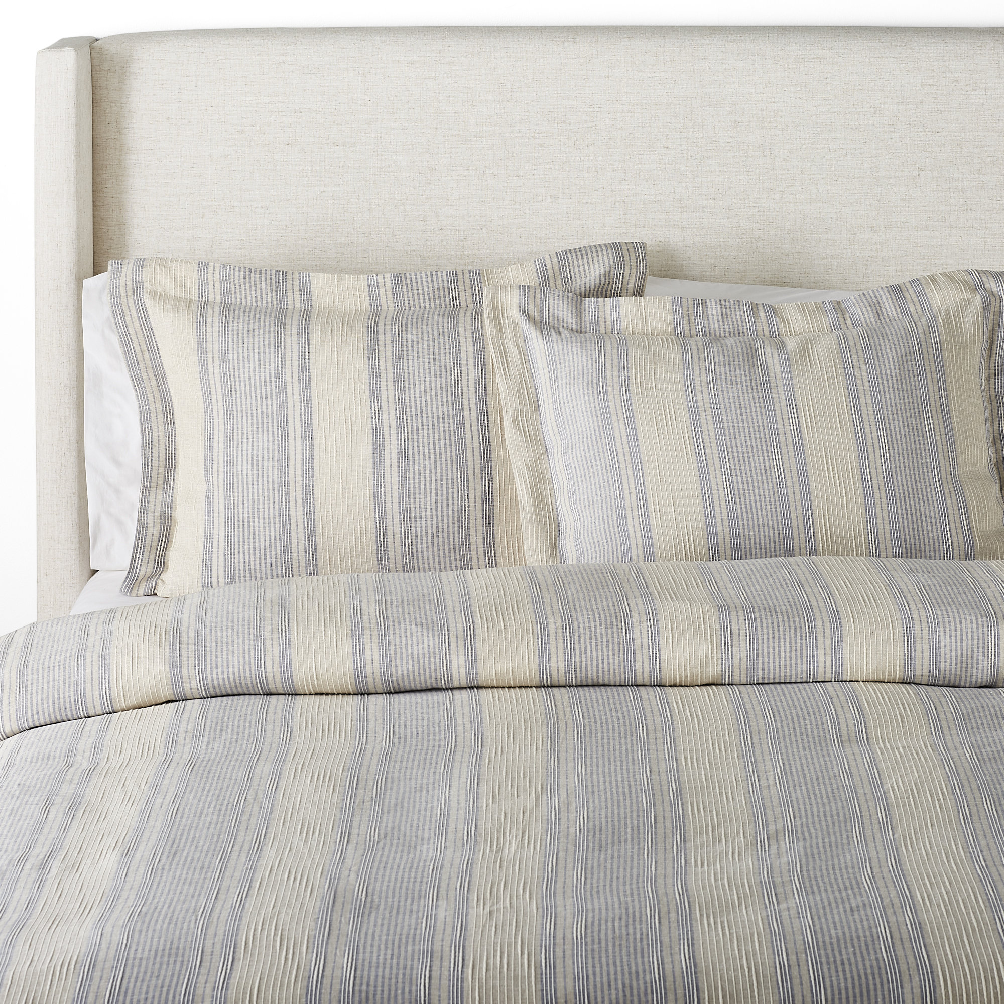Dorian 100% Linen Sham Set, Soft Blue/Gray, King