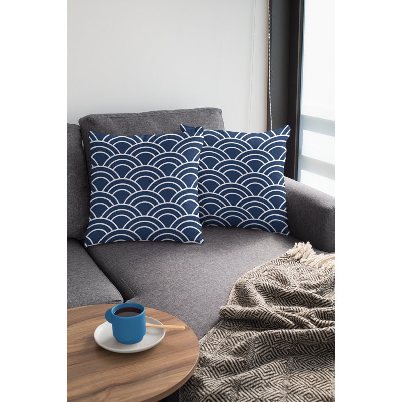 Housse de coussin Fredly, 20 po x 20 po, Bleu marine