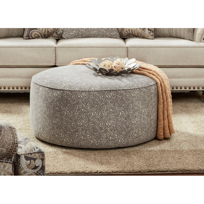 Geradine Upholstered Ottoman, Taupe Polyester Blend