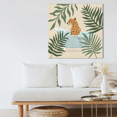 "Safari Cheetah Bath" par Natalie Carpentieri, reproduction sur toile