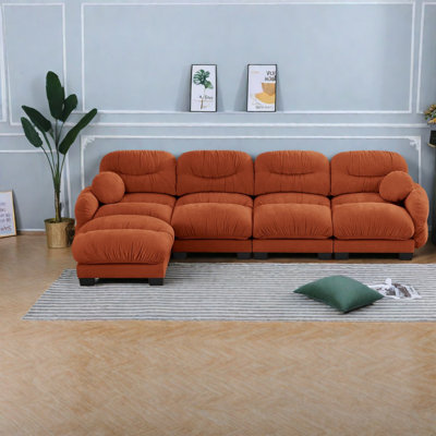 Canapés modulaires en chenille à compression, forme de L moderne à 4 places pour la maison