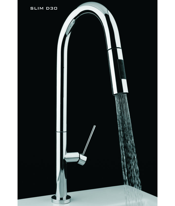 Slim Pull Out Touch Kitchen Faucet, Chrome