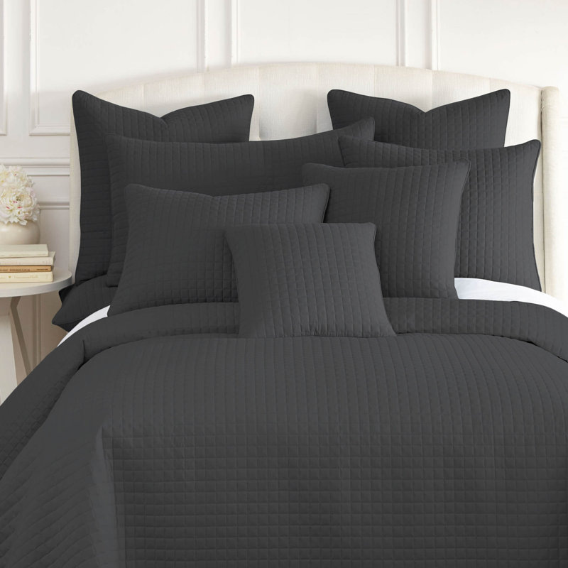Southshore Fine Linens Vilano Quilted Sham Covers, Double-Brushed Microfiber Square-Stitched Pillow Shams with Piped Edges, Set of 2, 26" x 26" , Slate