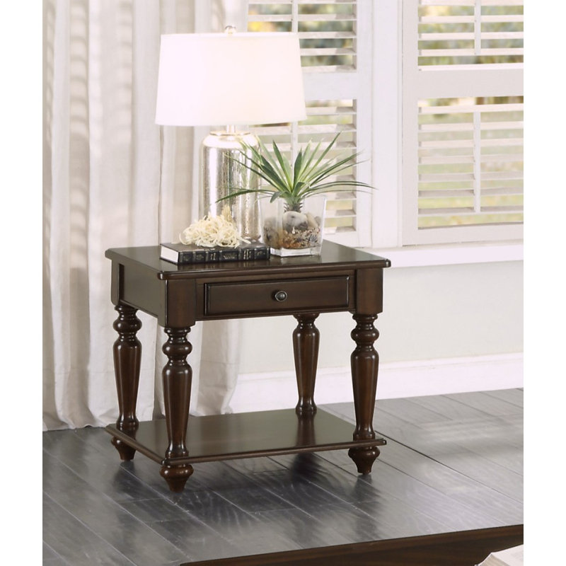 Table de bout de style moderne moderne avec tiroir et tablette inférieure au fini espresso, meubles de salon 1pc