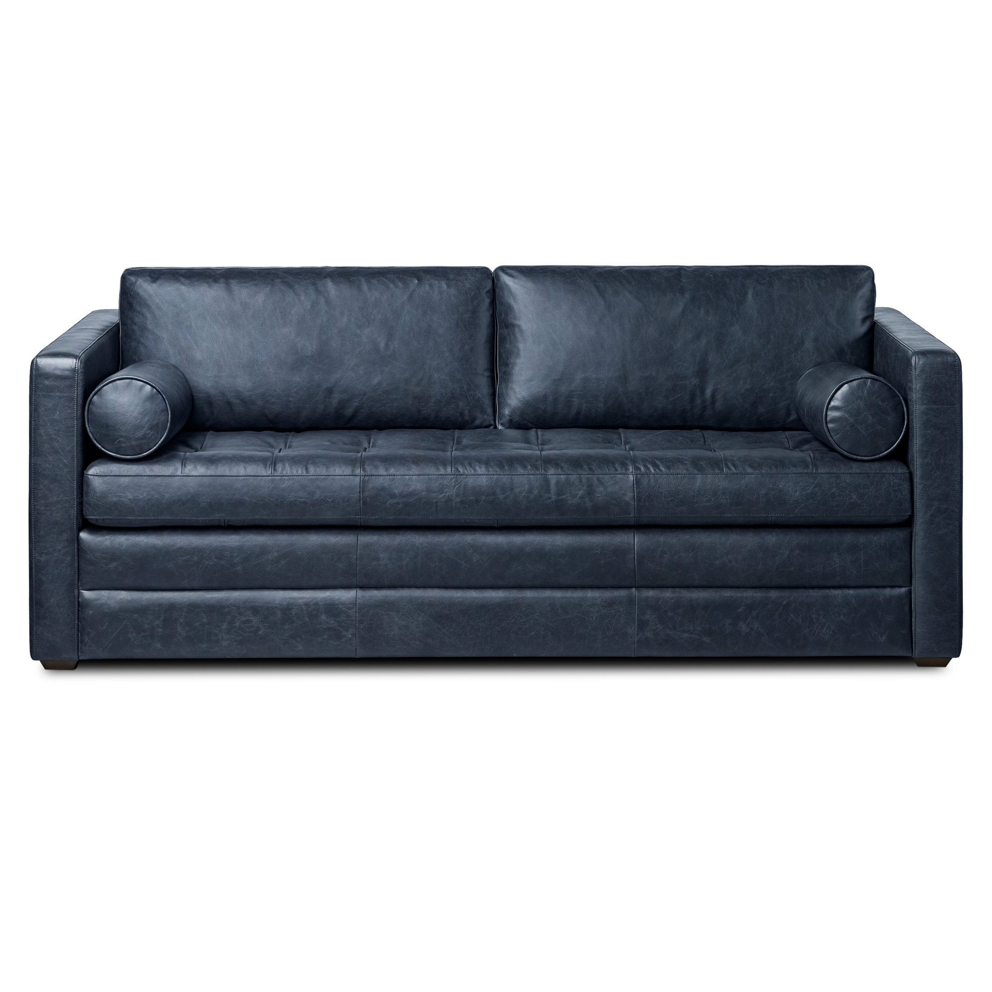 Bismarck 82'' Full-Grain Genuine Italian Leather Sleeper Sofa, Nightfall Blue Full Grain Leather