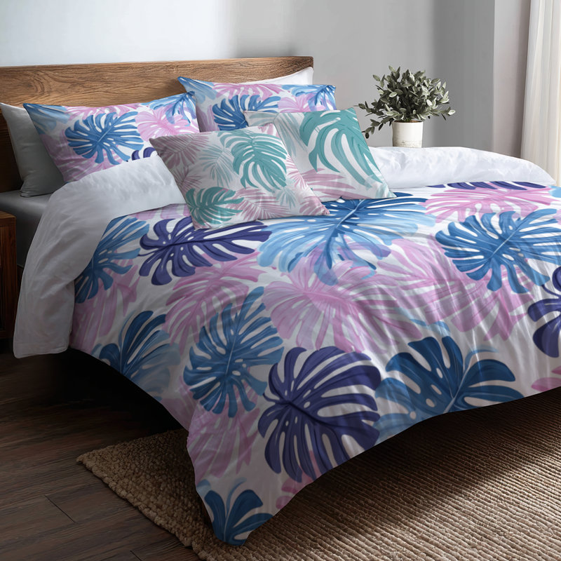Ensemble de housse de couette et coussin décoratif Tropical 3 pièces pour filles - Vibrant Teen Tropics