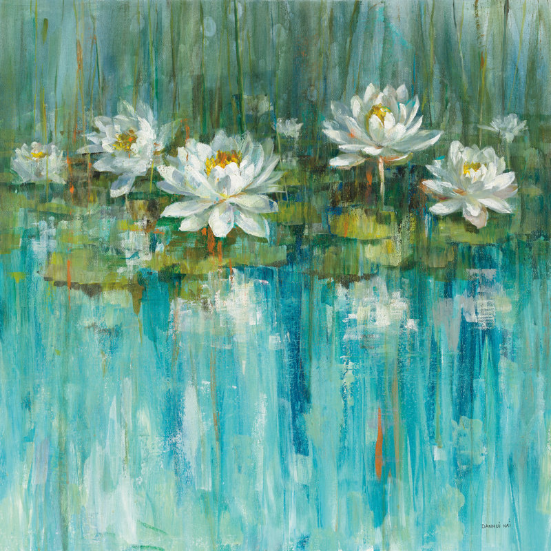« water lily étang v2 », reproduction d’art sur toile tendue