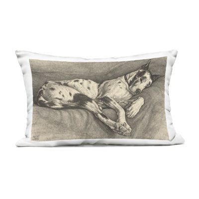 Dessin d'un oreiller d'extérieur Sleeping Hound, par Bertha Van Hasselt