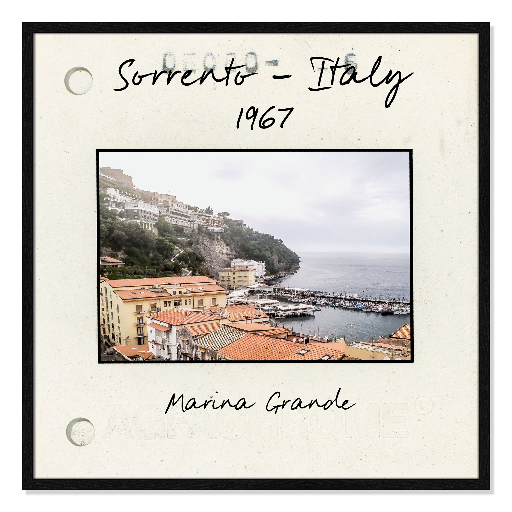 Sorrento Italy - Marina Grande Print by Susan Jill, 32" H x 32" W x 0.75" D, Black Single Picture Framed Paper
