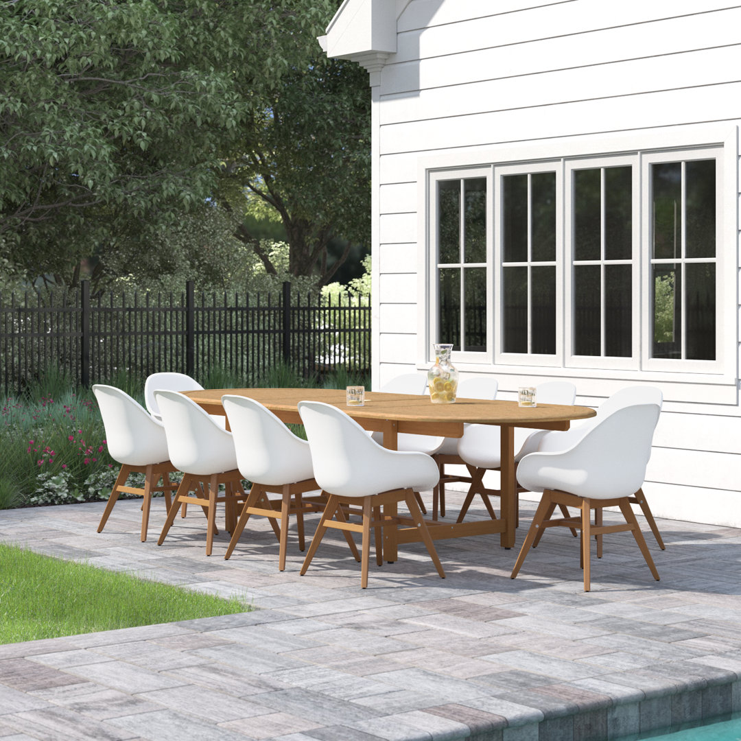 Anautica 10 - Person Wood Patio Dining Set with Oval Table Lark Manor™