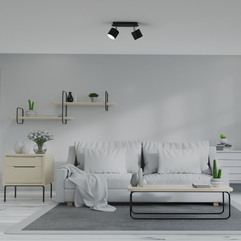 Semi Flush Mount, Black, Black