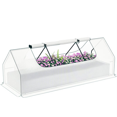 8.6 x 3 x 1ft Raised Garden Bed with Mini Greenhouse, Green