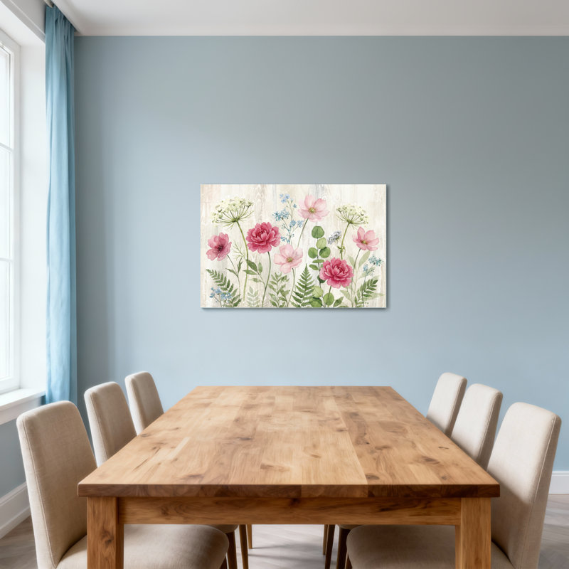 Plantes et fleurs, jardin floral, roses roses et feuilles vertes, H 12 po x l 18 po