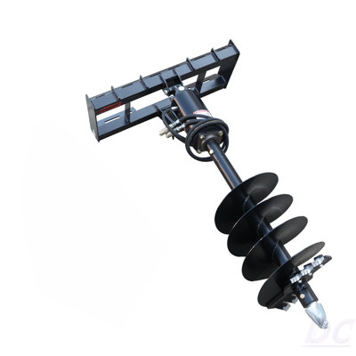 Skid Steer Post Hole Auger Drive Attachment, 12" Diameter Auger, 46" Drilling Depth, Standard Flow