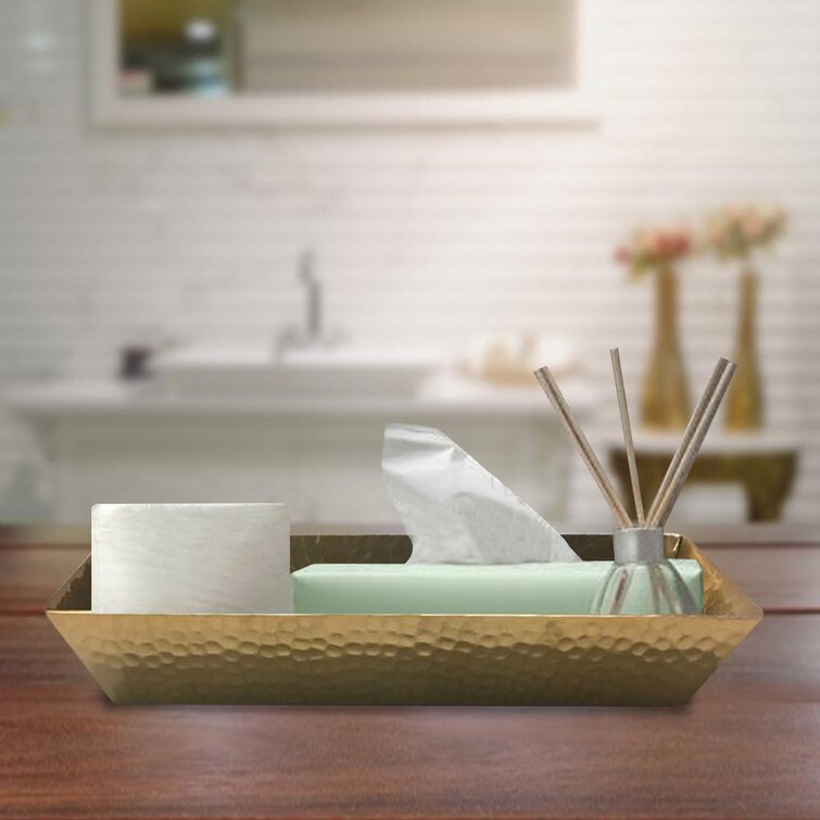 2 Pieces Rattan Toilet Tank Baskets, Handwoven Bathroom Sink Vanity Tray  Decor for Counter, Rectangular Wicker Storage Basket Small Serving Trays  for