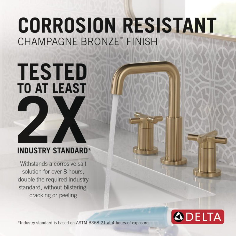 Nicoli Widespread Bathroom Faucet 3 Hole, 2-handle Bathroom Sink Faucet with Drain Assembly, Champagne Bronze